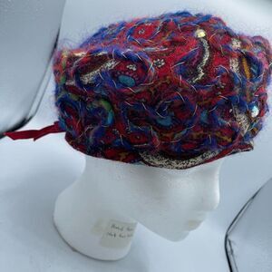  Coralie RARE Vintage Retro Paisely Yarn Turban Style Hat